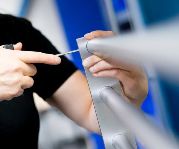 A person assembling a product